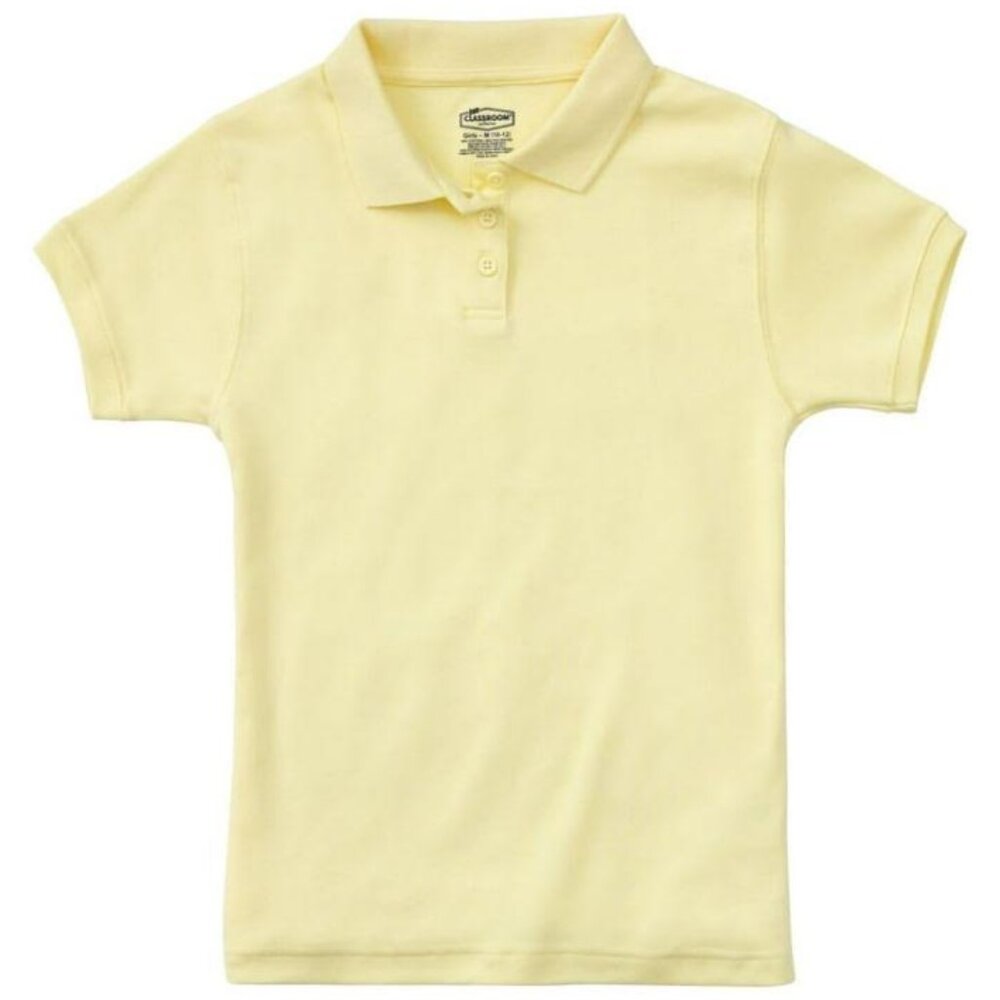 Classroom 58584 Girls Juniors Short Sleeve Fitted Interlock Polo Yellow